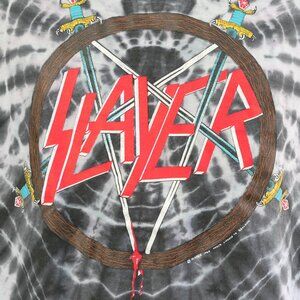 90's Vintage 1990 SLAYER Tie Dye T Shirt XL With Symmetria Tag